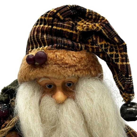 Vtg Old World Santa Claus Figurine Father Christmas Lantern Velvet Coat 13” Core - Picture 4 of 9